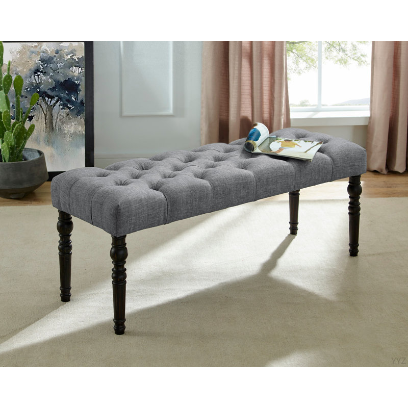 Banc de salle à manger capitonné en tissu Leviton, gris, Gris