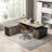 70.87In L Shaped Executive Dual- Purpose Hight Adjustable Desk for  Home and Commericial Use with Drawers,  w/Universal Charging Ports Cable Management , Stainless Tube, Black and Warm Oak(Left Return))-1900410219