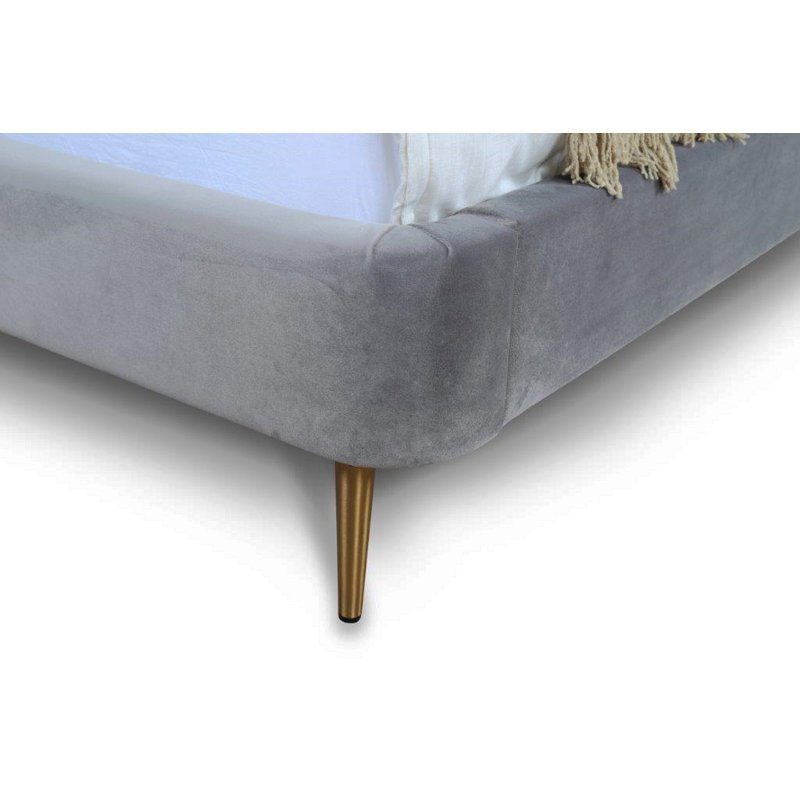 Heather Upholstered Bed, Queen, Gray