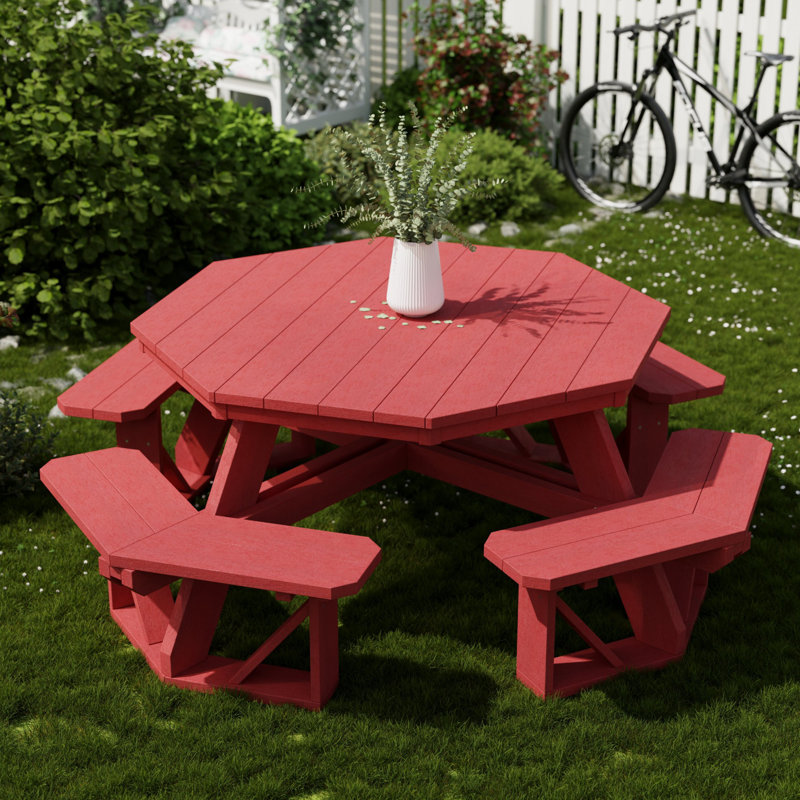 Table de pique-nique Heritage Octagon, Rouge cardinal