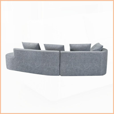 116'' Modern Curved Sectional Sofa with Right-Hand Chaise, Pearl Upholstery, Fully Assembled for Living Room