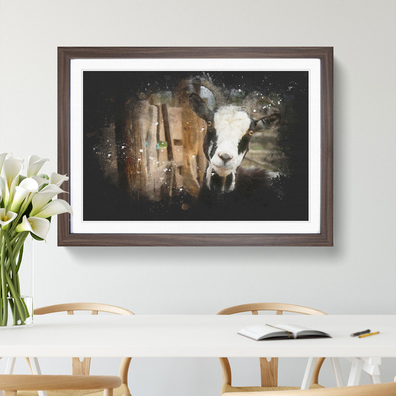 Goat Vol.1 - Picture Frame Painting, 27cm H x 36cm W x 2cm D, Walnut Framed