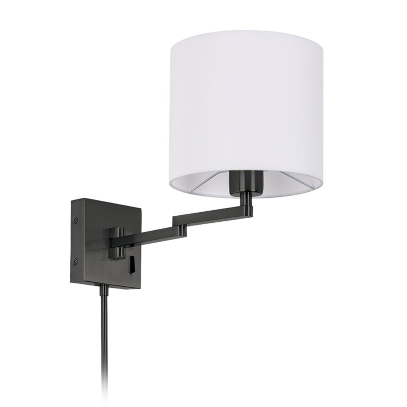 Hillerod Plug-in Swing Arm Sconce, Matte Black