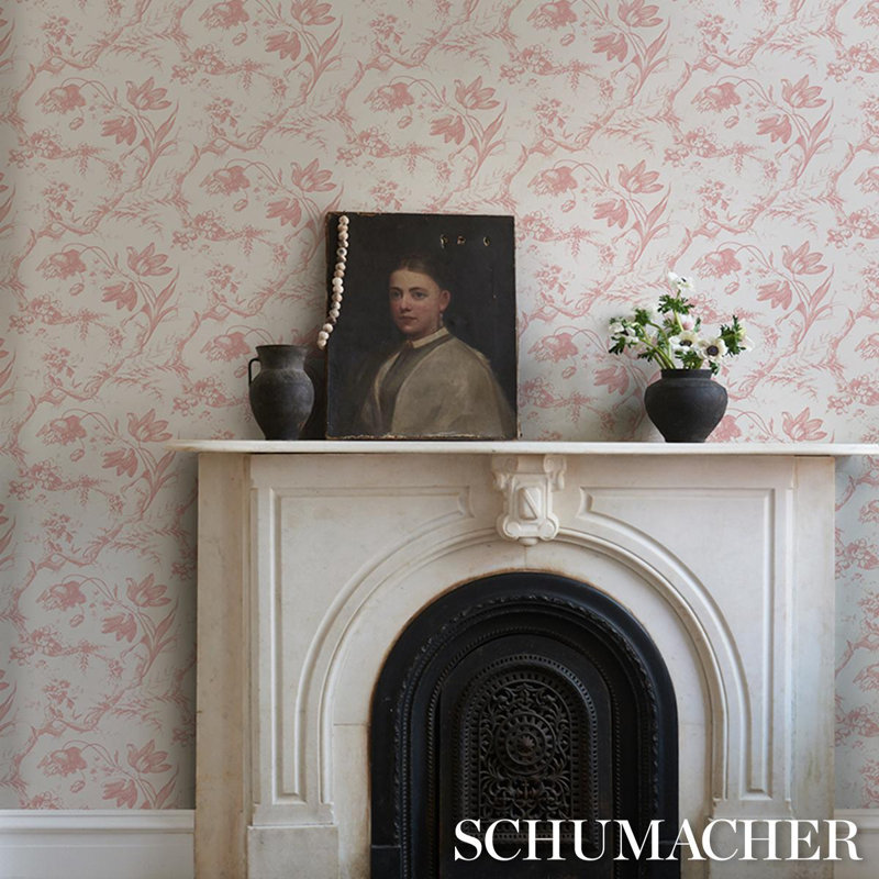 Toile De Fleurs Wallpaper, Pink