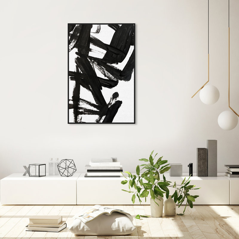 " Mindful Always Inverse ", Picture Framed Canvas, 36" H x 24" W, Black