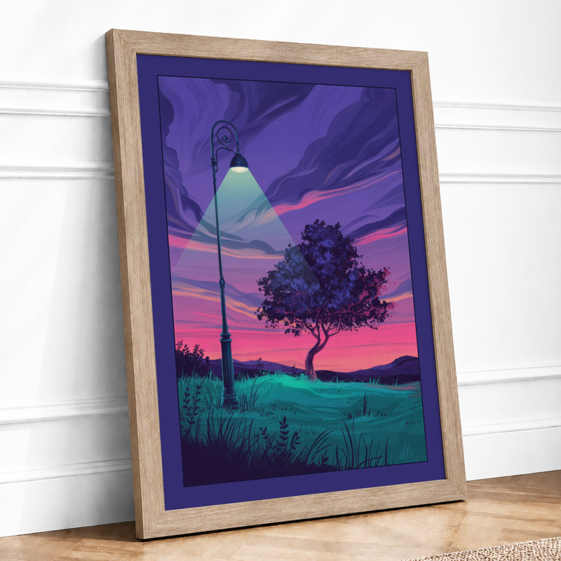 Solitary Tree At Dusk Modern - Print, Oak, A4 - 29.7 x 21.0 cm