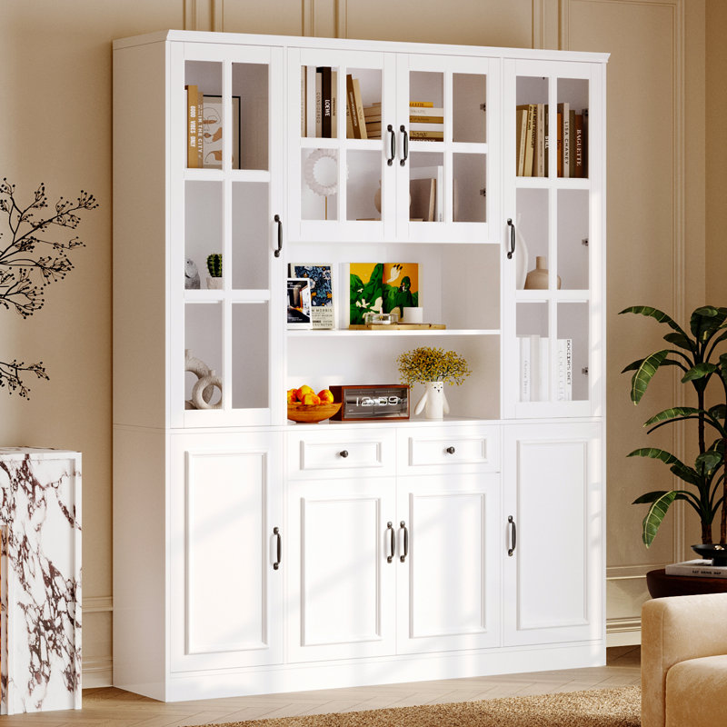White Display Cabinet With Tempered Glass Door