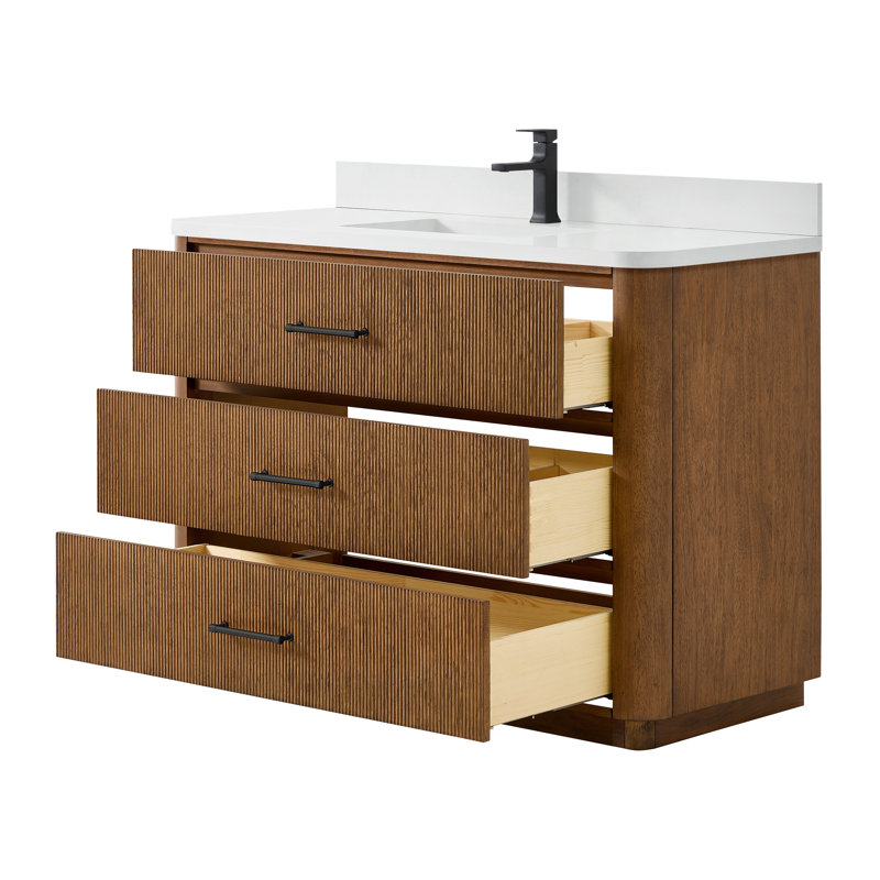 Ensemble de meuble-lavabo simple 48 po Francesca, Brun, Noir mat