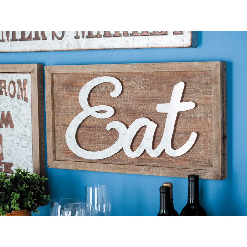 Décoration murale bois / métal «Eat»