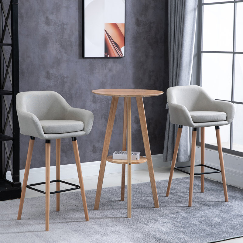 Aghaboy Upholstered Counter Stool with Metal Frame, Light Grey