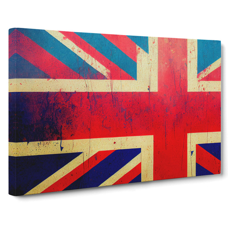Painted Union Jack Flag Vol.2 Abstract - Wrapped Canvas Print, 35cm H x 50cm W x 3cm D