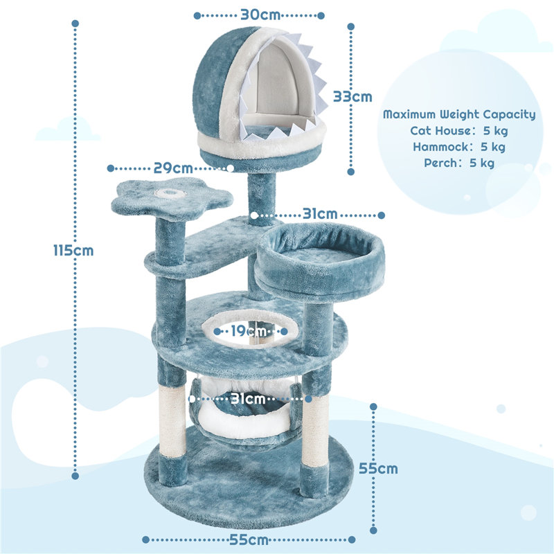 115cm Tall Ocean-themed Cat Tree