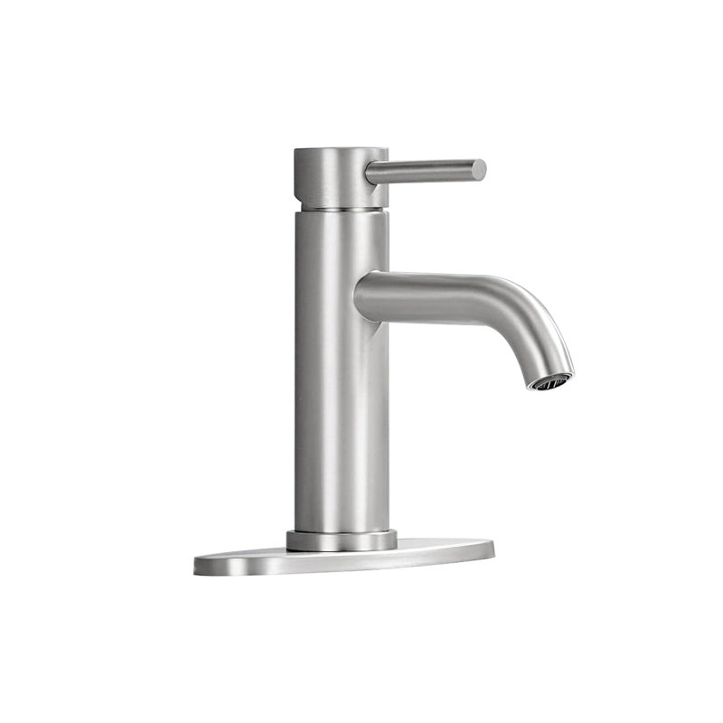 Single Handle Bathroom Faucet Lavatory Faucet Stainless Steel Single Hole-T10, Brushed Nickel, Brushed Nickel