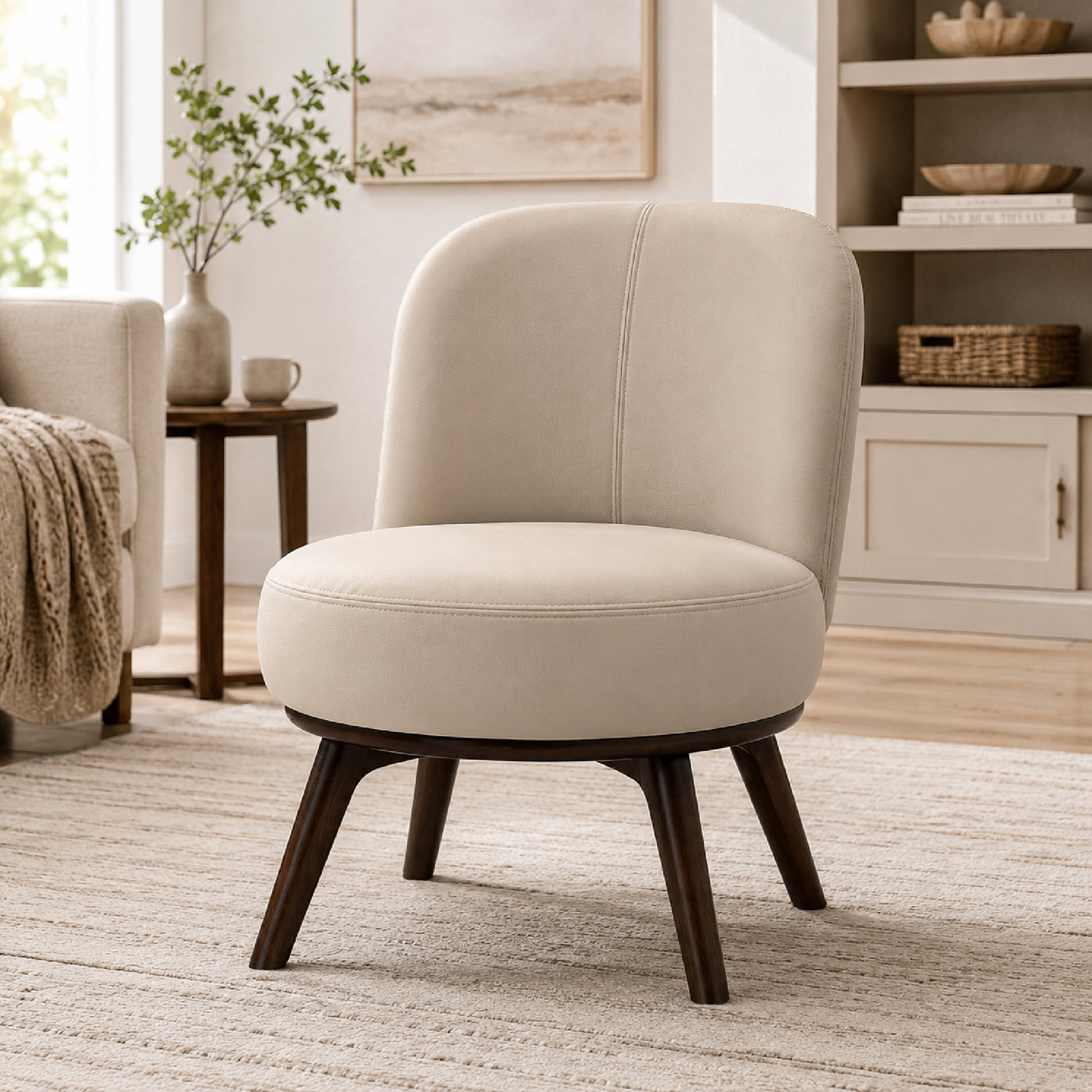 Modern 26.38"W Accent Chair,Wooden Legs