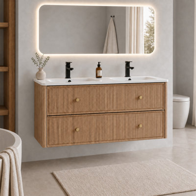 Wall Mounted Single Double Vanity Bathroom Vanity With Resin Top