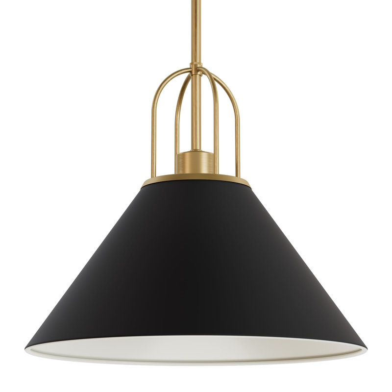 Jasmine Roth 1 - Light Flat Matte Black Cone Pendant, 14.25" H x 16.25" W x 16.25" D