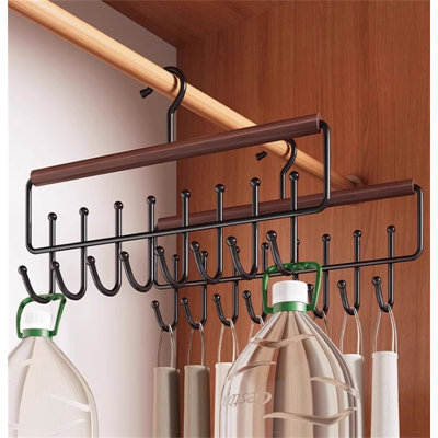 Premium Solid Wood Multi-Hook Hanger - Space Saving Organizer For Ties, Straps, Bras & Bags