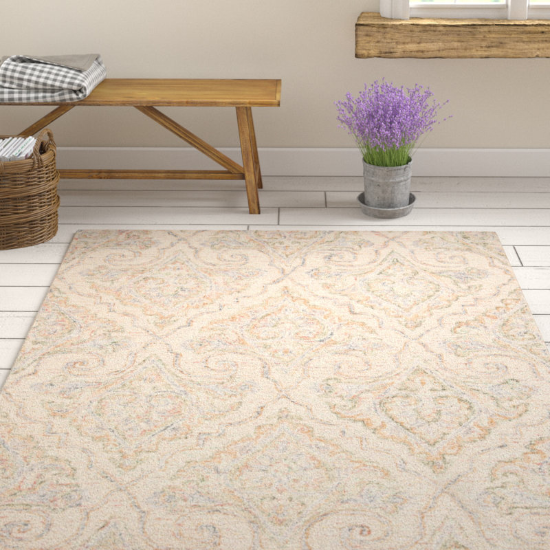 Prospe Hand Tufted Wool Floral Rug, Rectangle 8' x 10'