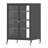 Rolling Media Cabinet on Wheels, 35.8" High AV Stereo TV Stand with 4 Adjustable Glass Shelves & Door, Heavy‑Duty Steel Frame Media Console for Living Room