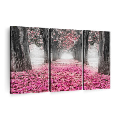 Ensemble de 3 pièces sur toile Cherry Blossom Path Pop