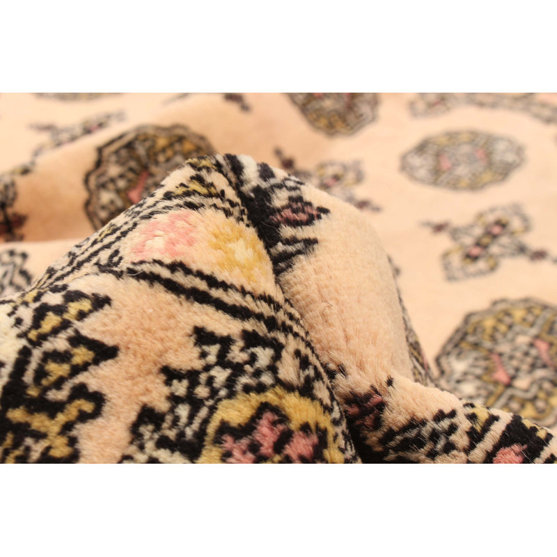 Tapis unique en laine noué à la main Peshawar Bokhara 4 pi 7 po x 6 pi 9 po beige
