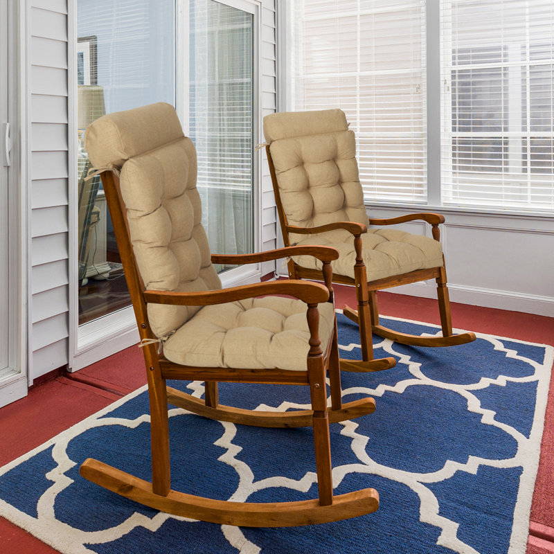  Tufted Rocking Chair Cushion, Set of 2, Brown