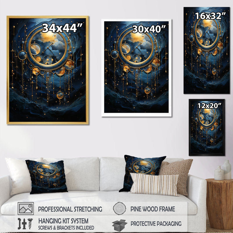 Pierre spirituelle univers bleu I, Cadre simple noir, H 20 po x l 12 po x P 1 po