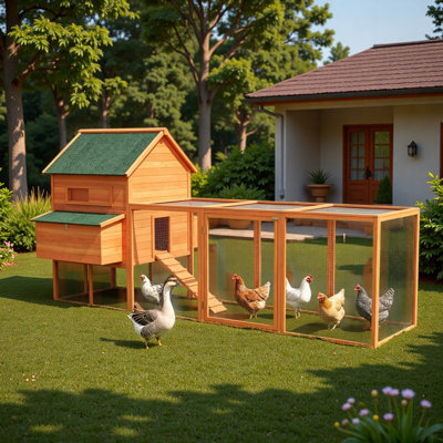 Spacieuse maison d'oie, poulailler, poulailler en bois, maisonnette avec deux fenêtres coulissantes