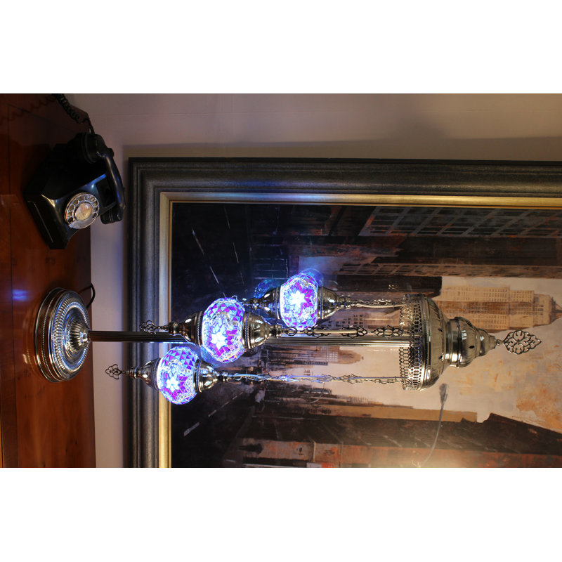 Diez 105cm Silver Lighting Floor Lamp, Blue