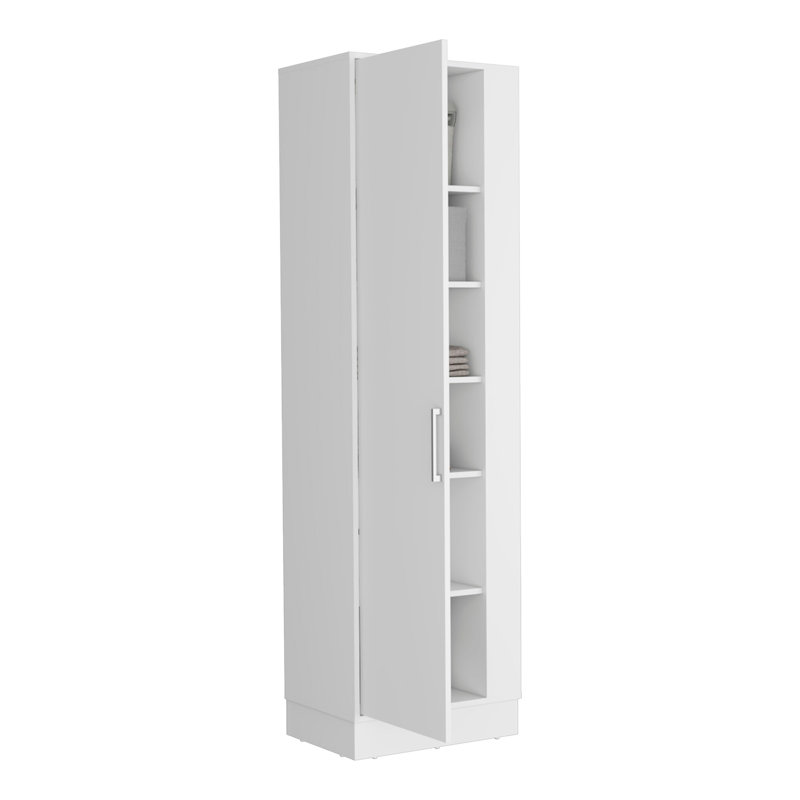 Lilo Storage Cabinet, Broom Hangers, Internal Shelves -White