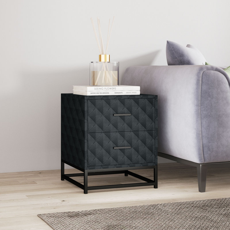 40cm W Particle Board Bedside Table, Black