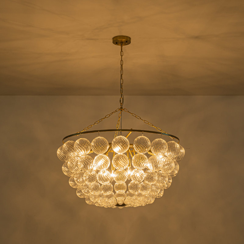 Lustre bol moderne en verre de luxe, 12 lumières