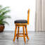 Tabouret de bar 30 po à finition naturelle avec siège et siège en tissu gris anthracite-1234855845-1234855843