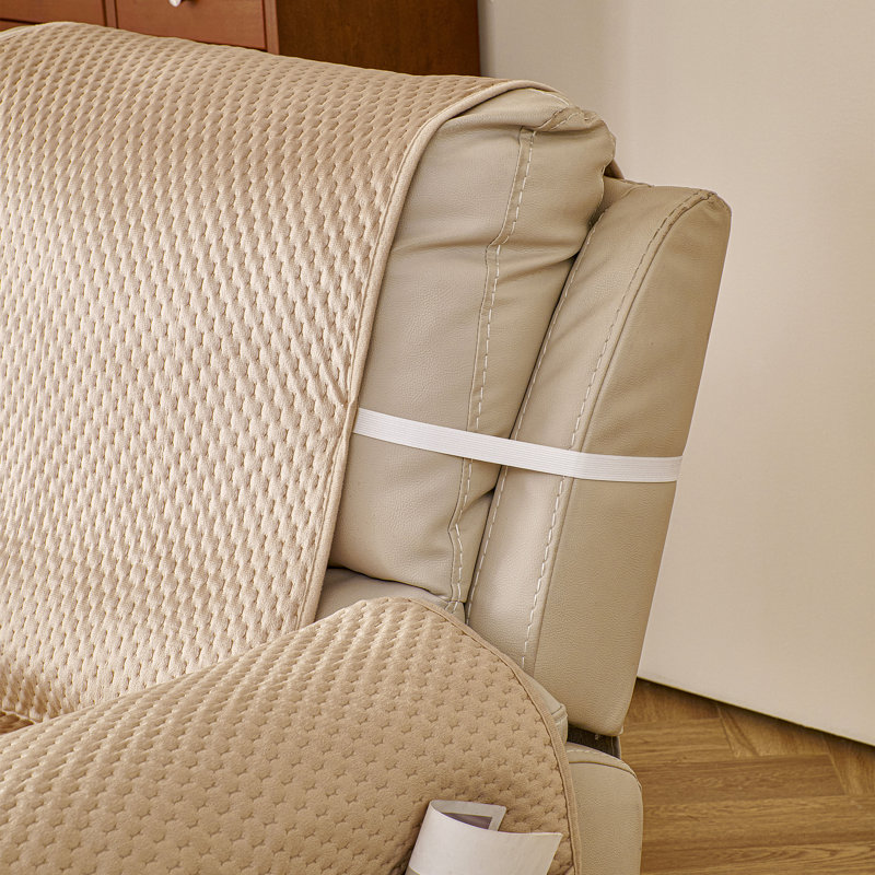 Housse de canapé inclinable antidérapante en peluche à poils courts avec poches de rangement pour fauteuils inclinables 1, 2 et 3 places