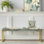 Banc floral rembourré or-135449362