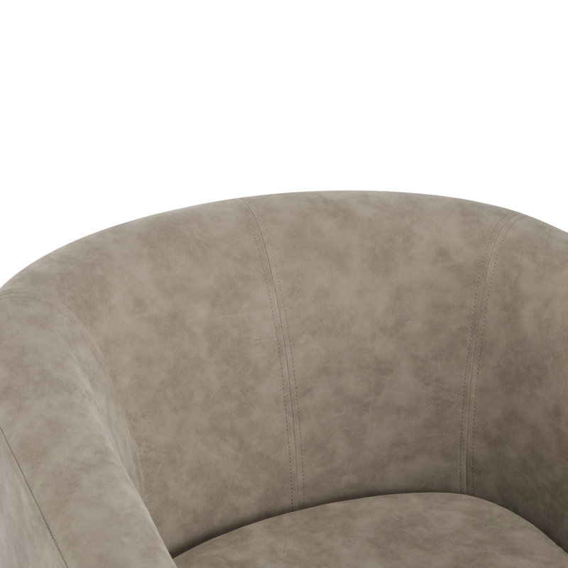 Fauteuil demi-tonneau pivotant en similicuir Wilmore avec rotation à 360 degrés et accent doré, parfait pour l'élégance moderne et le confort
