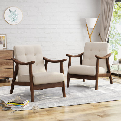 Fauteuil en lin capitonné 25,25 po Banju