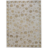 Hand-Knotted High-Quality Ivory and Ivory Area Rug
