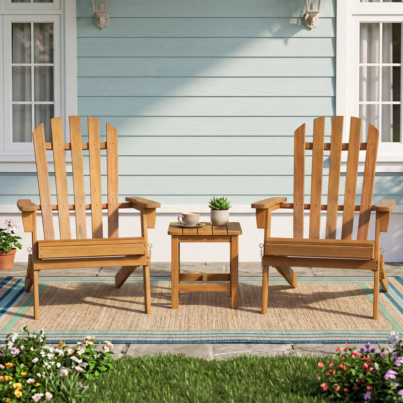 Chaise Adirondack pliante en bois massif Mckeel