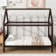 Lit simple avec tête et pied de lit, lit simple en bois d'hévéa avec cadre de maison-1314671254