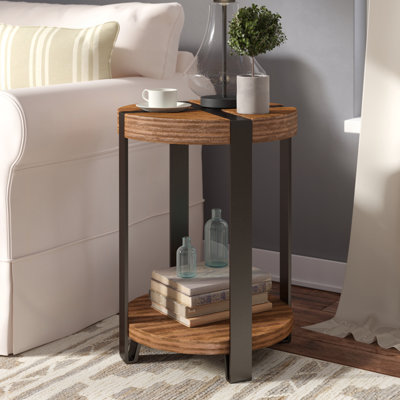 Table de bout ronde en bois récupéré Modesto