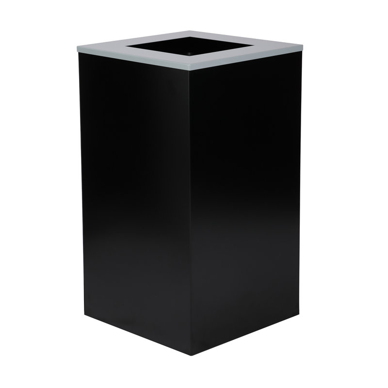 Poubelle carrée en acier, Noir