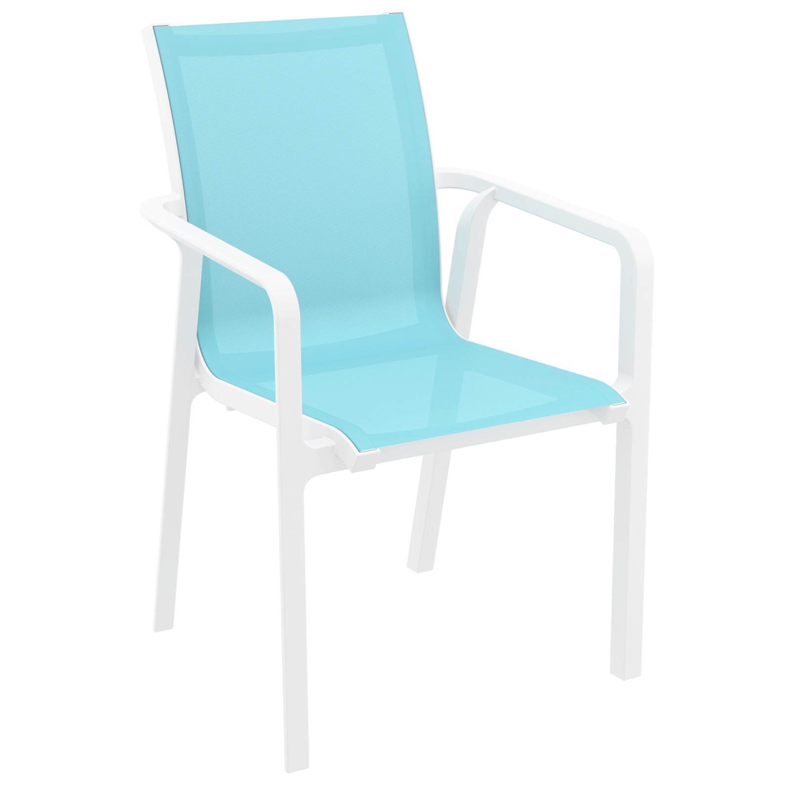 Farrah 24" Patio Bistro Set, White/Turquoise