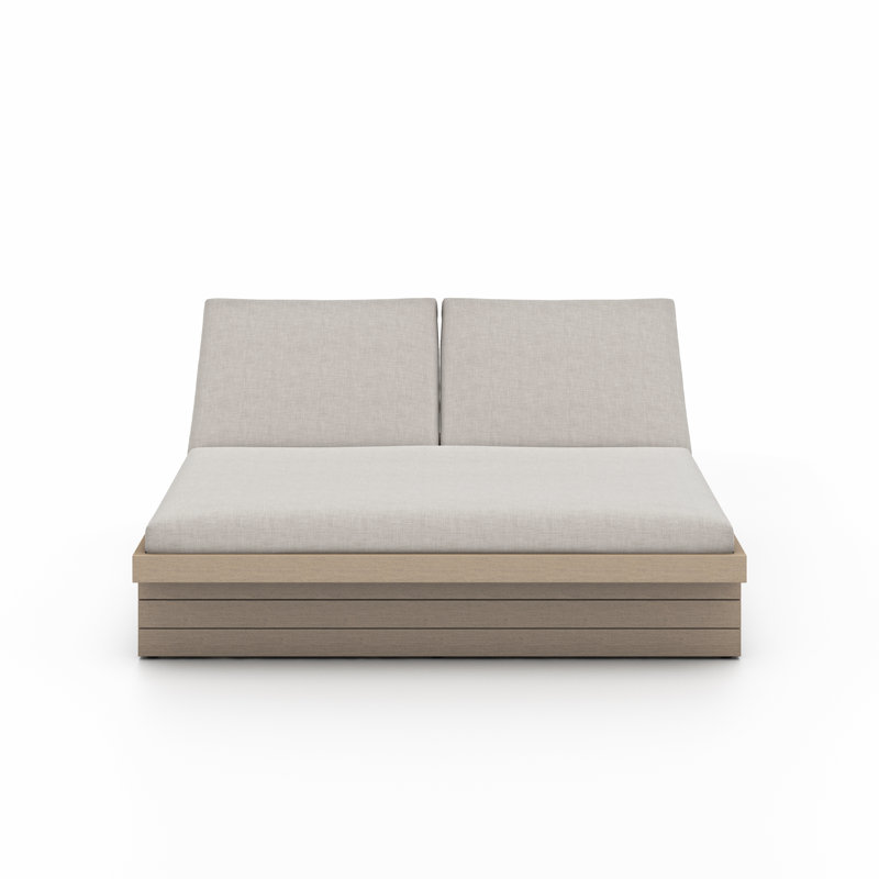 Leroy Outdoor Teak Chaise Lounge, Weathered Gray, Stone Gray