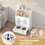 White Pet Feeding Station Furniture With 2 Hidden Pull Out Dog Bowls