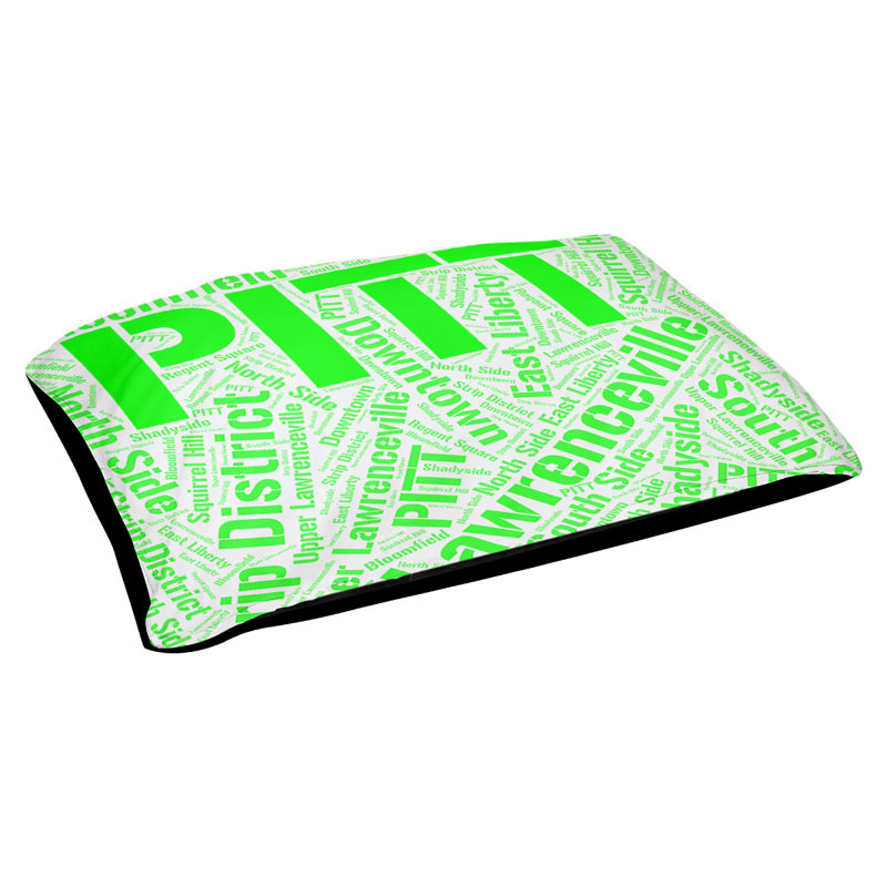 Coussin de chien « districts », Vert, Grand (l 40 po x P 30 po x H 14 po), Pittsburgh
