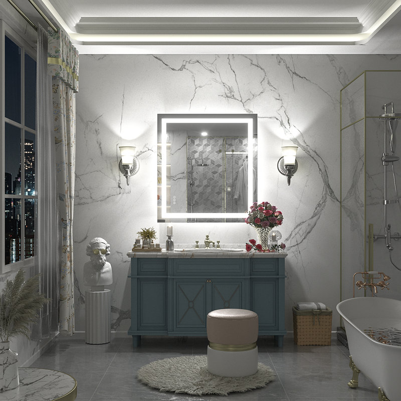 Wayfair Basics® UL Certified Front & Back LED Anti-Fog Tempered Glass Bathroom/Vanity Mirror with 3-Year Warranty, 32" x 28"