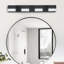 Luminaire de salle de bain 4 lumières en acrylique noir mat pour miroir, douche et décor de salle de bain