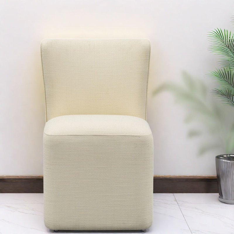 Chaise de salle à manger mobile moderne, rembourrée de crème, conception compacte pour la maison et la cuisine