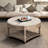 Round Tufted Upholstered Fabric Ottoman